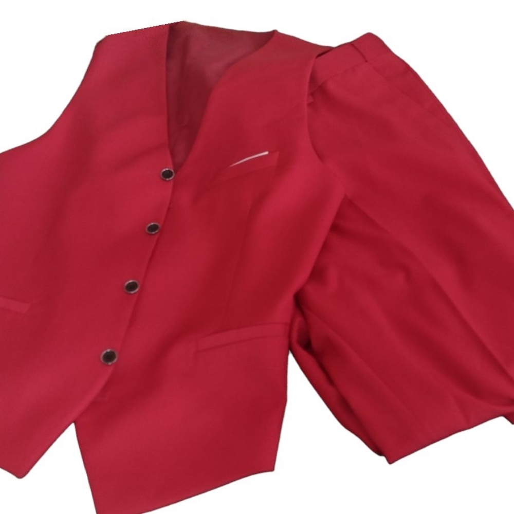 Men's Red Tuxedo/Suit Vest with Matching Pants